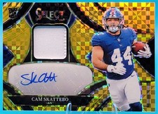 2025 Select Rookie Signature Memorabilia Cam Skattebo Gold Checkered Prizm /10