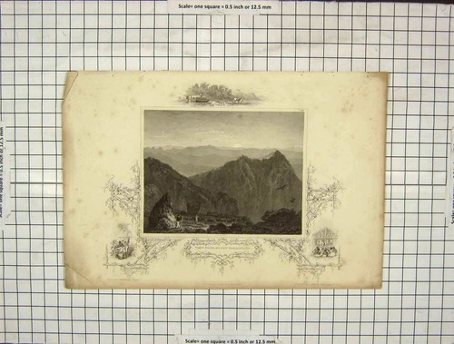Original Old Antique Print View Mount Washintgon Mountains Engraving