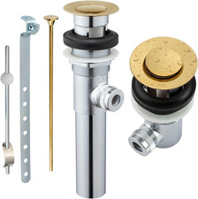 Sink Pop-Up Drain Stopper Assembly with Lift Rod and Overflow, Solid Brass Lavat