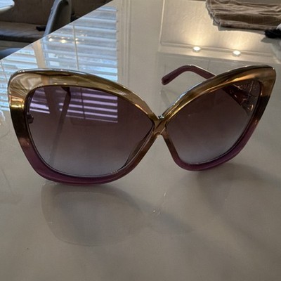 Tom Ford Oversized Cat Eye Sunglasses Brown Purple Gradient Plastic Frame