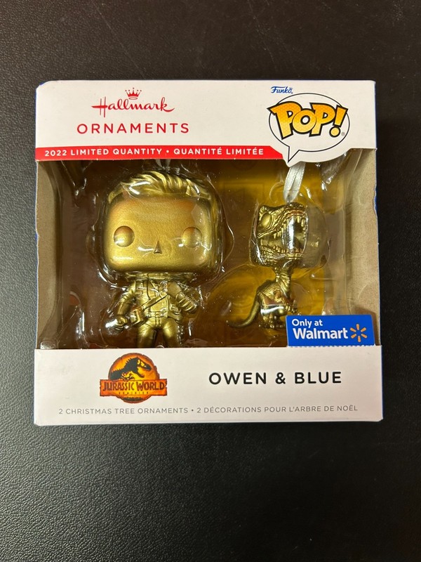 Owen and Blue Jurassic World Hallmark Funko Pop Ornament Chase Gold Limited 2022