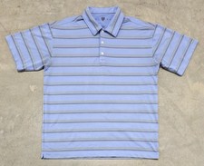 NIKE GOLF Dri-Fit Polo Men Large Blue Striped Short Sleeve Swoosh Athletic Shirt