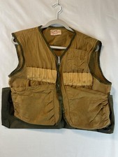 Vintage Saf-T-Bak Vest Mens Medium Brown Canvas Hunting Shell Loops Game Pockets