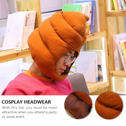 Soft Poop Head Cover Oddball Shape Plush Headwear Quirky Hat Party - Picture 4 of 12