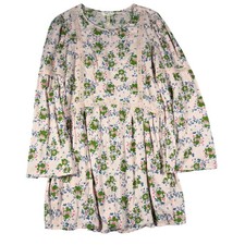 Matilda Jane Pink Floral Lace Trim Bell Sleeve Babydoll Mini Dress Small Boho