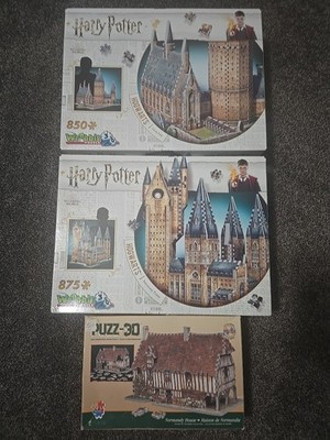 Lot Puzz 3D Harry Potter Hogwarts Great Hall & Astronomy Tower + Normandy House