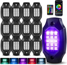 12 Pods RGB LED Rock Lights IP67 Waterproof App RF Remote Underglow Neon Kit
