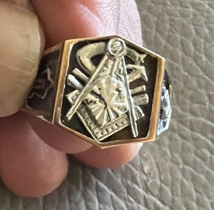 Vintage Masonic Gold Filled Plate ? Ring Size 10.5 Freemason Salesman Sample