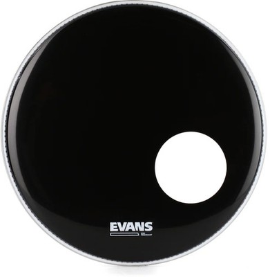 Evans EQ3 Black Resonant Bass Drumhead - 18'' - With Port