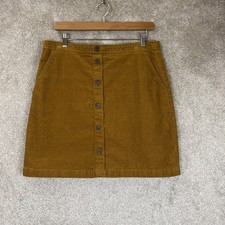 J Crew Skirt Womens 12 Tan Corduroy Mini Pockets Cotton Blend Back Zip - 4548
