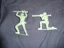 Vintage Tim Mee Large 5" Green Army Men Toy Soldier Lot Of 2 Made In USA