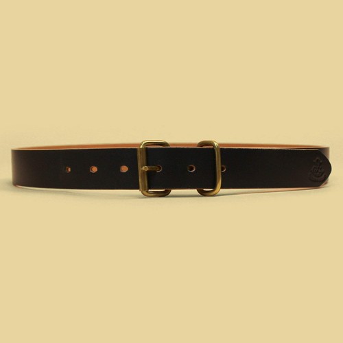 Obbi Good Label OGL Hand-Dyed Black Leather Roller Buckle Belt XS