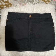 Vtg 2000's Dark Black Denim Skirt Exposed Seam Size 8 Coquette