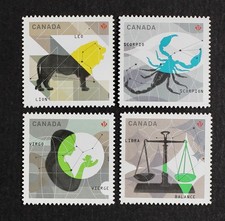 Canada 2012 #2453-56 61C Zodiac Signs Leo Virgo Libra Scorpio Die Cut Mint NH