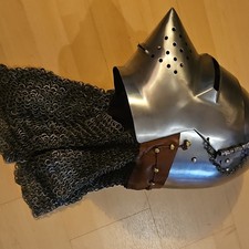 Stahlhelm mit Ketten-Gugel/Kettenhaube, Kette...