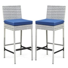 Outdoor Bar Stools Set of 2, Wicker Patio Cha...