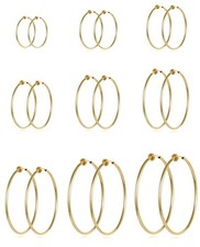 9 Pairs Clip on Hoop Earrings for Women Non Pierced Hoop Earrings Fake Spring Ho