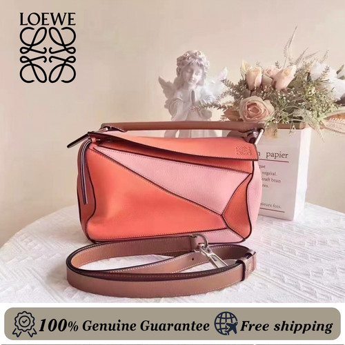 LOEWE Small Puzzle Edge Bag Shiny Calfskin Coral&Blush Multitone pink Crossbody