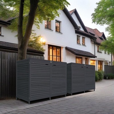 Mülltonnenverkleidung für 4 Tonnen bis 240L mit Rückwand anthrazit Mod.ADRIA24