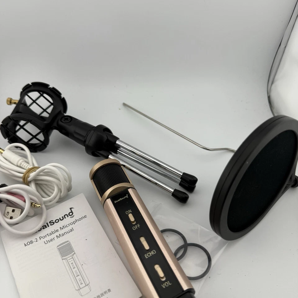 Zealsound Portable Studio Recording Microphone with Stand Condenser Rose Gold - Image 4 of 4