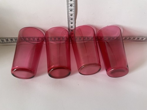 LOVELY SET OF FOUR AUTHENTIC CRANBERRY GLASS TUMBLERS RETRO VINTAGE ANTIQUE RARE - Picture 8 of 8