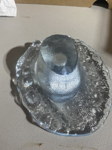 Cooler Vintage MCM Kerzenhalter Skandinavisch Modern Blau Eisglas Schweden Finnland - Bild 2 von 2