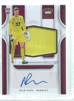 NICK POPE 2019 CHRONICLES CROWN ROYALE SILHOUETTES MATCH WORN PATCH AUTO RC /199
