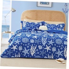 Quilts for Queen Bedspreads Bedding Set - Full/Queen 90"x96" Coastal Blue