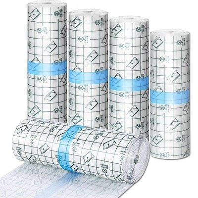 Tattoo Aftercare Bandage, 6'' x 5.5 Yard x Yard（5 roll）, Transparent