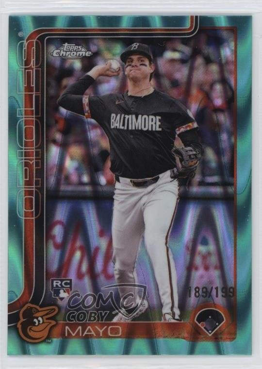 2025 Topps Chrome Aqua RayWave Refractor /199 Coby Mayo #120 0wl1