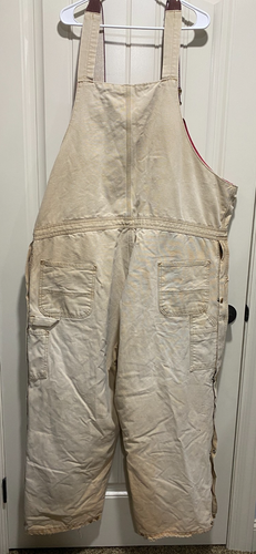 Vintage Carhartt Bib Overalls Men 50x27 Double Knee Quilt Lined Distressed Zip - Picture 2 of 22