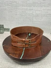Brooks Brothers Belts Womens Size Large Wide Brown Leather Double Brass Buckle