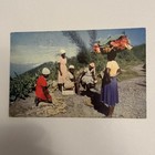 Jamaicans Marketing Produce by the Roadside, Jamaica, B.W.I. Postcard VTG Posted