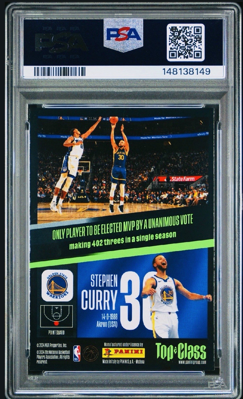 Stephen Curry 2024 Top Class UNBEATABLE Steph Red Hot SP Rare PSA 8 view 2