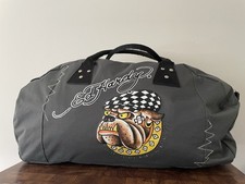 Ed Hardy Graphic Bulldog Love Kills Slowly Canvas Duffel Handle Gym Bag