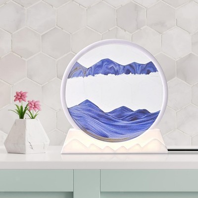 Art Picture Night Light 3D Sand Scene For Office Decor Blue