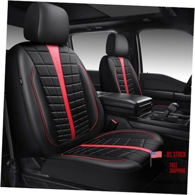 CAR PASS Leather Air Mesh Seat Covers for Cars, Two Front Black And Red 2-Seat