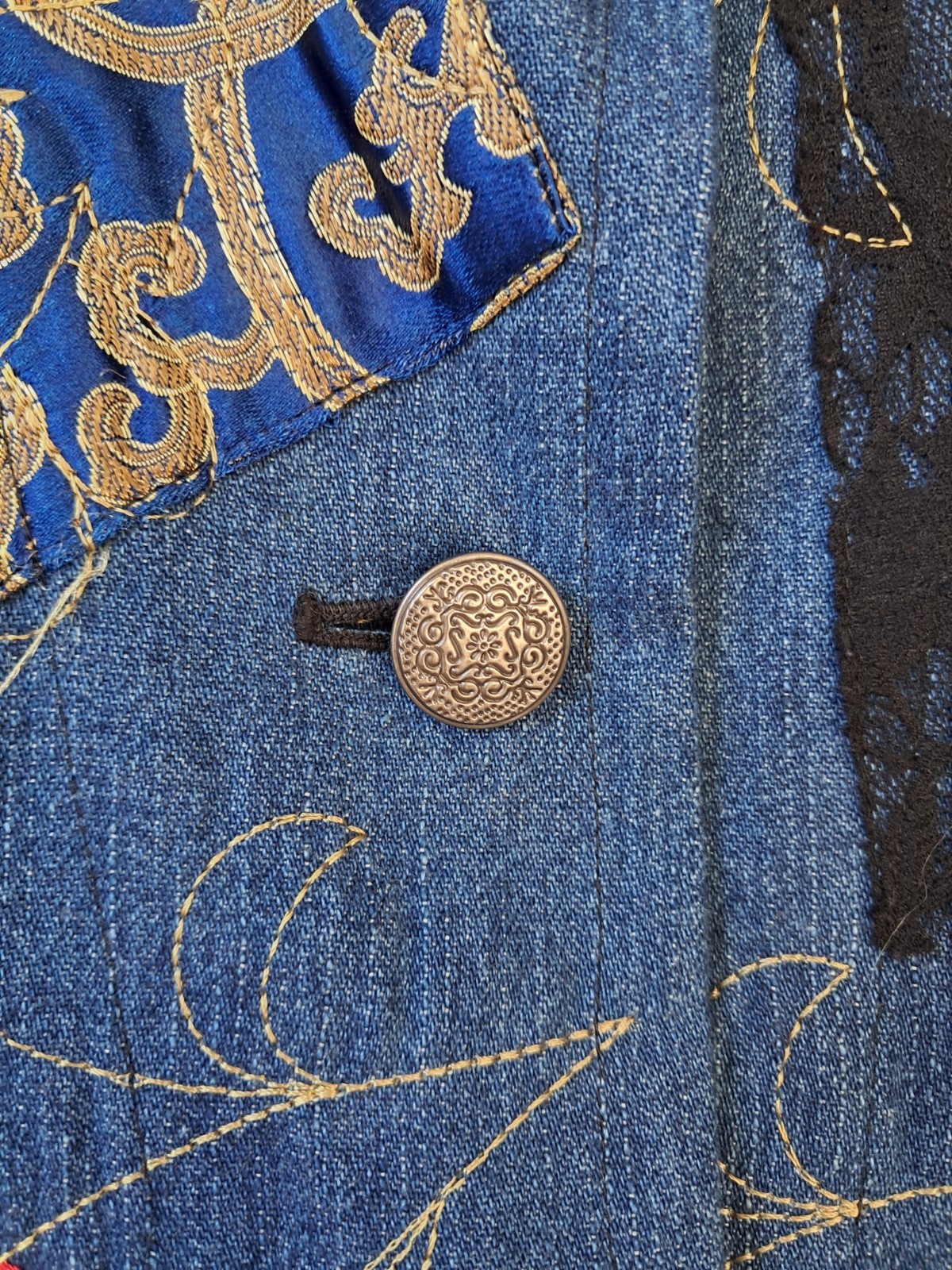 Chico's Jean Jacket Asian Inspired Patchwork Desi… - image 10