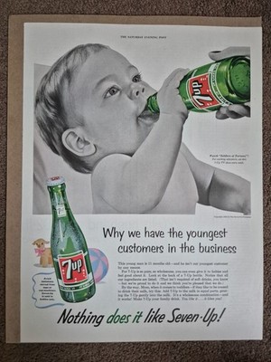 1955 VTG Magazine Ad 7 Up Soda The Youngest Customers In The Business (JA1460