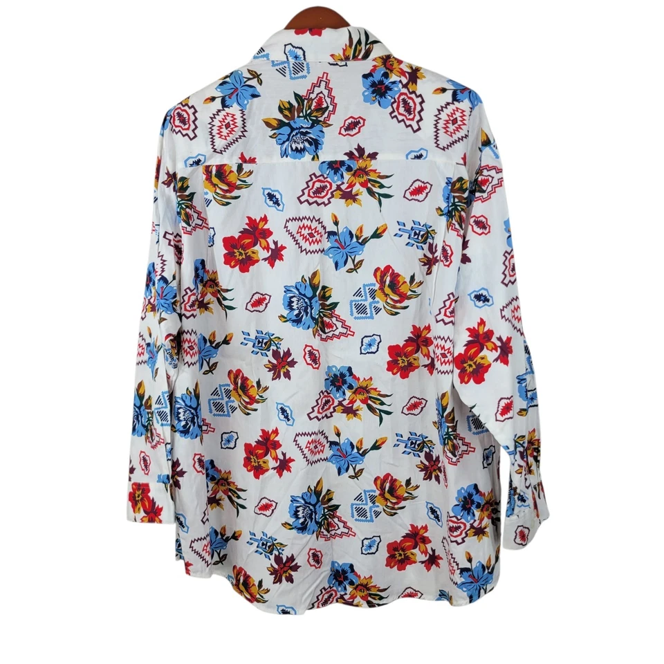 Top con botones vintage Plus 2X 3X Azteca Floral Rosa Alt Grunge Suroeste Vaquera Foto 4 de 4