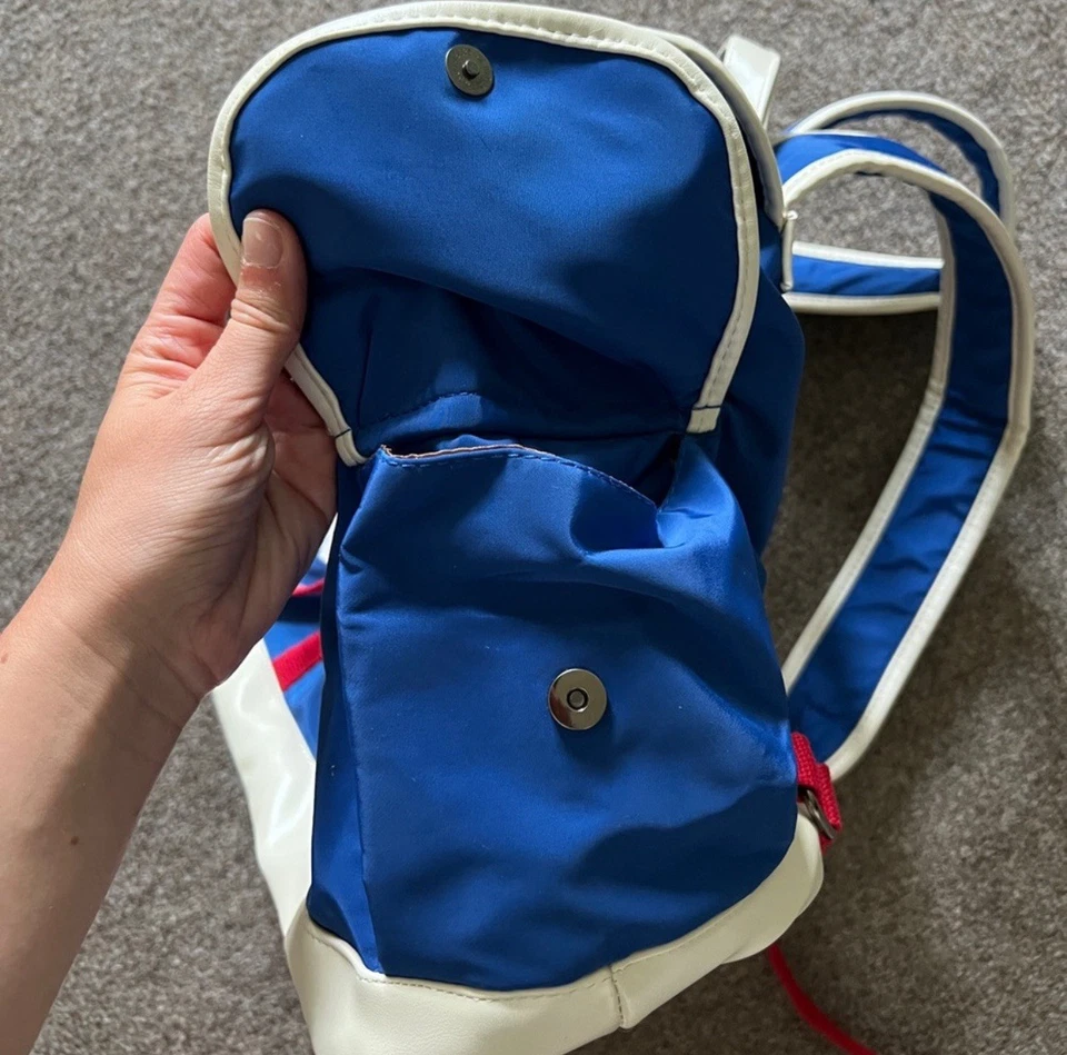 Рюкзак Carpisa синий белый красный нейлон дорожная сумка верхняя ручка сумочка на шнурке - Изображение 4 из 4