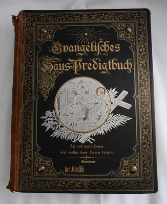 19. Jh  Evangelisches Haus-Predigtbuch Prachteinband Goldprägung Bibel Enßlin - Bild 1 von 4