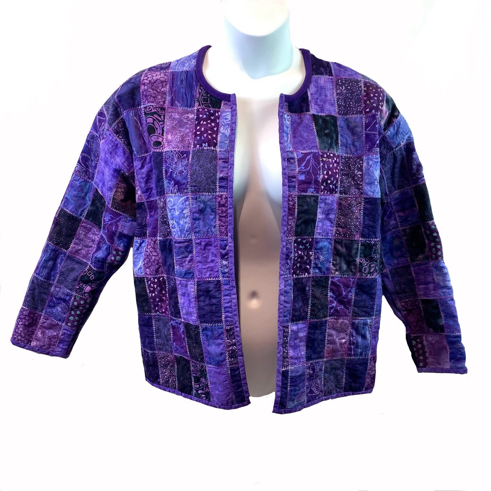 Purple Patchwork Womens Quilted Jacket Cottage Gr… - image 1