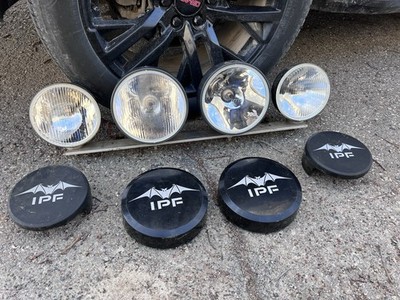 Vtg IPF Fog Lights W Rock Guards Parts Rally Off Road Light Bat Wing 4x4 Trail