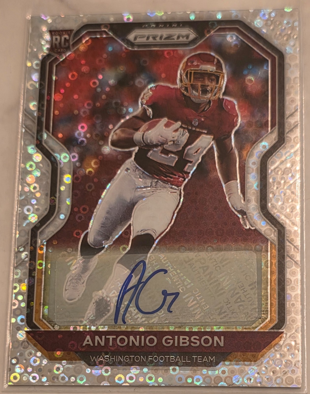 ANTONIO GIBSON 2020 Panini Prizm Silver No Huddle Disco RC Auto #384 Autograph