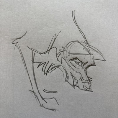 Balto handgezeichnete Bleistiftskizze Animation Kunst echtes seltenes Stück Kopf Beine (E)