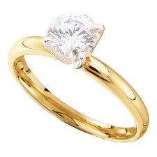 14kt Yellow Gold Womens Round Diamond Solitaire Bridal Wedding Engagement R