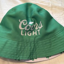 Coors Light Reversible Bucket Hat Green/White Shamrock Print Breweriana