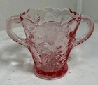 Vintage Depression Glass Fenton 5”Pink Double-Handle Strawberry Vase 1920’s - 30