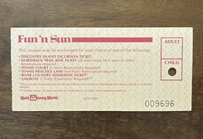 RARE Vintage 1984 Walt Disney World Fun ‘N Sun Vacation Kingdom Ticket Child